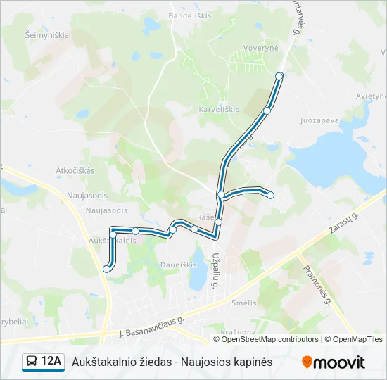 Автобус 12A: карта маршрута