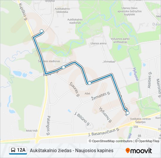Автобус 12A: карта маршрута