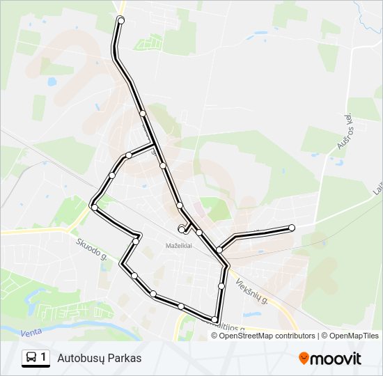 Автобус 1: карта маршрута