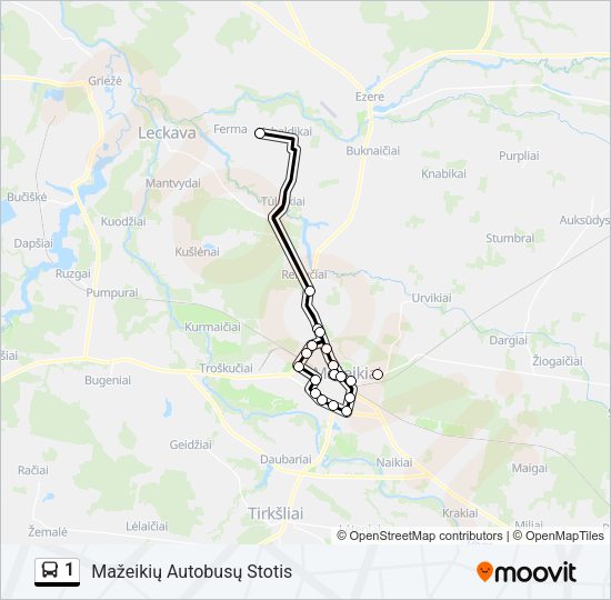 Автобус 1: карта маршрута