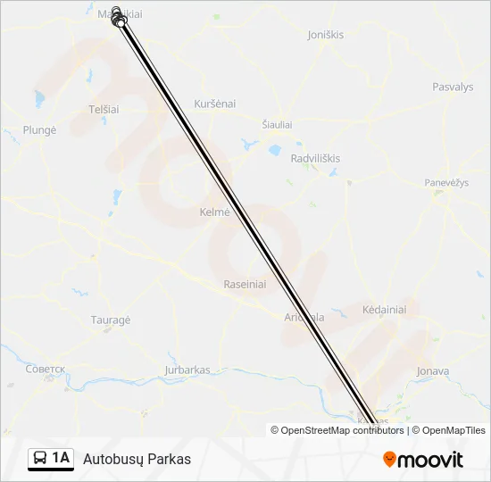 Автобус 1A: карта маршрута
