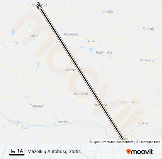 Автобус 1A: карта маршрута