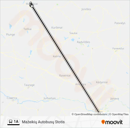 Автобус 1A: карта маршрута