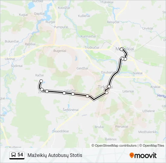 Автобус 54: карта маршрута