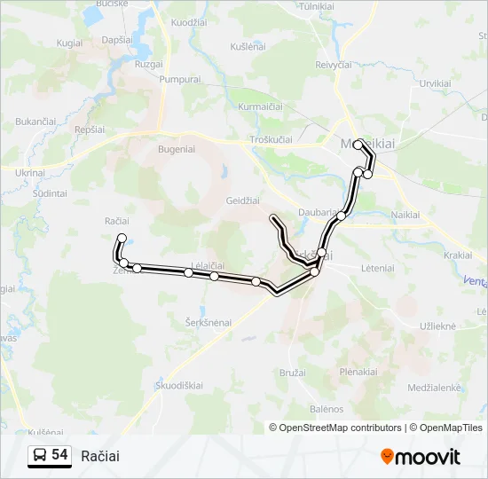 54 Bus Line Map