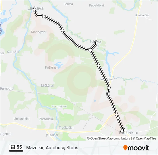55 Bus Line Map