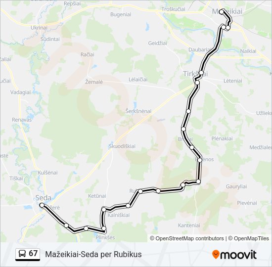 Автобус 67: карта маршрута