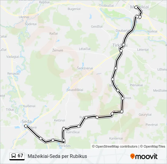 Автобус 67: карта маршрута