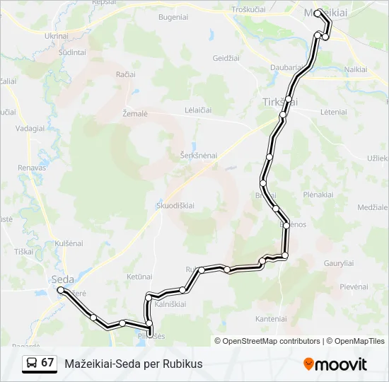 Автобус 67: карта маршрута