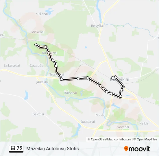Автобус 75: карта маршрута