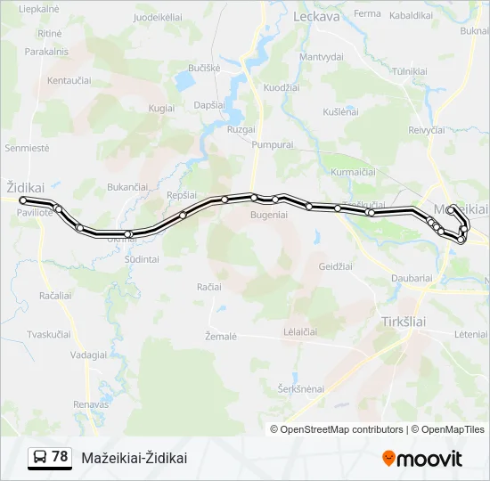 Автобус 78: карта маршрута