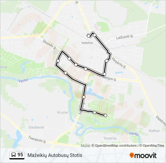 Автобус 95: карта маршрута