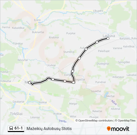 Автобус 61-1: карта маршрута