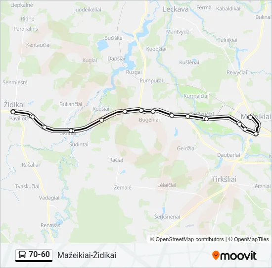 Автобус 70-60: карта маршрута