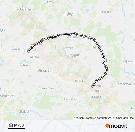 Автобус M-53: карта маршрута