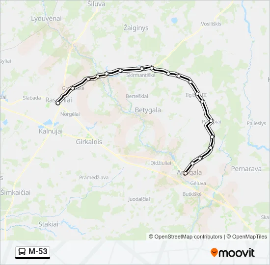 M-53 Bus Line Map