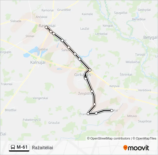 Автобус M-61: карта маршрута