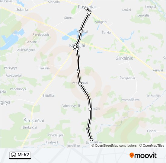 Автобус M-62: карта маршрута