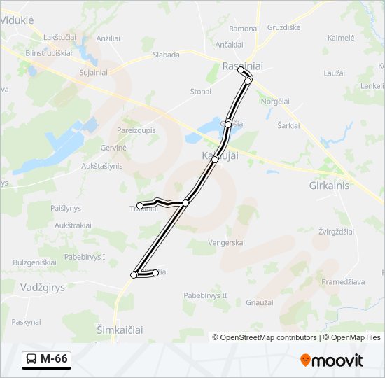 Автобус M-66: карта маршрута