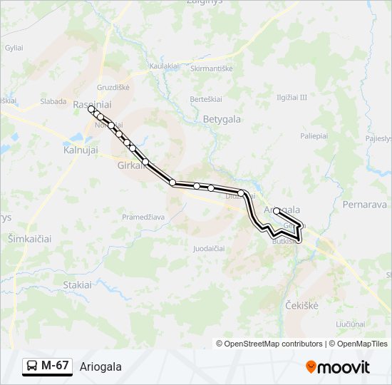 Автобус M-67: карта маршрута