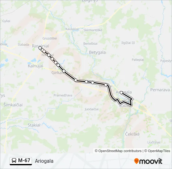 Автобус M-67: карта маршрута