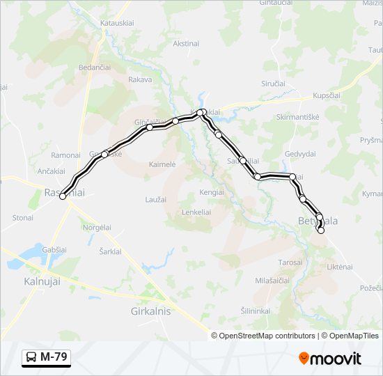 Автобус M-79: карта маршрута