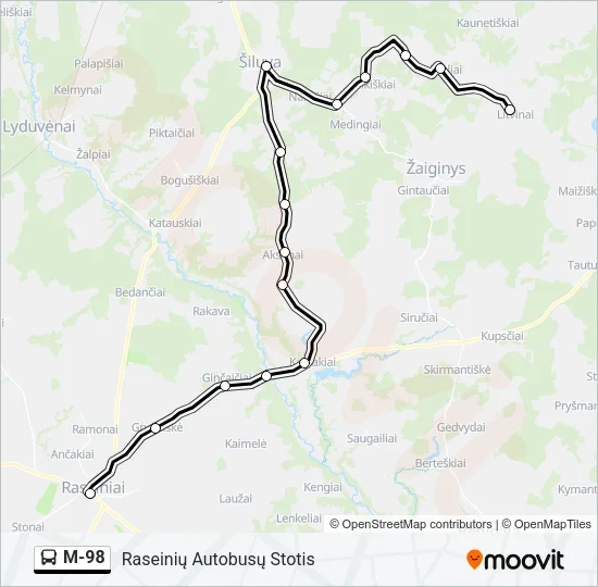 M-98 Bus Line Map