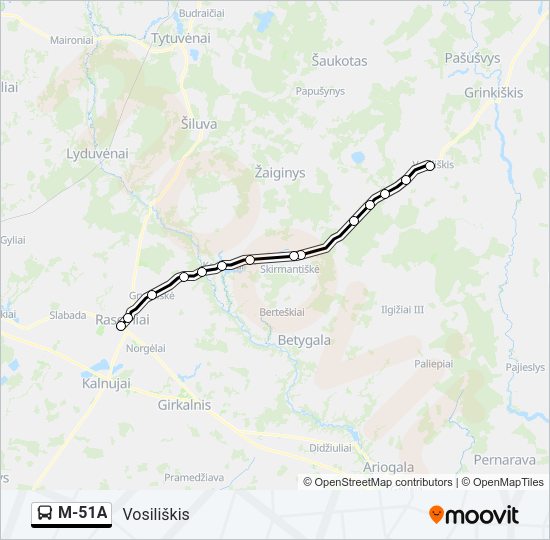 Автобус M-51A: карта маршрута