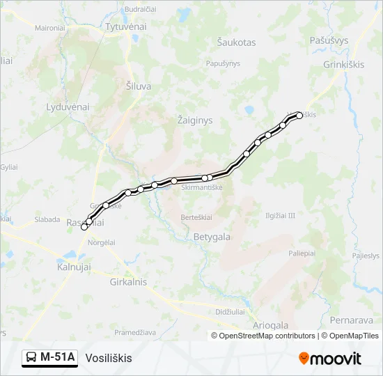 Автобус M-51A: карта маршрута