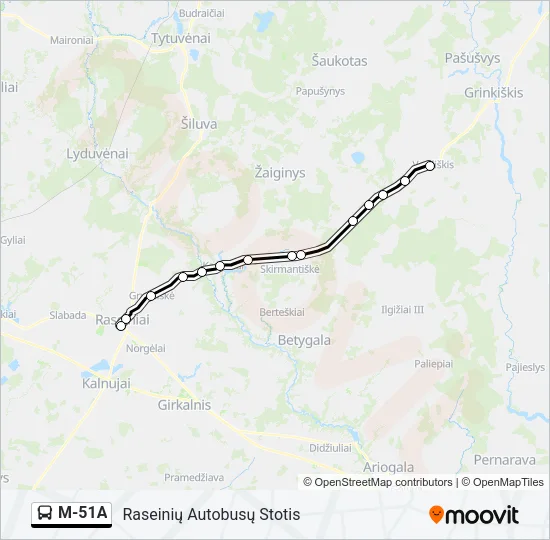 M-51A Bus Line Map
