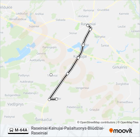 Автобус M-64A: карта маршрута