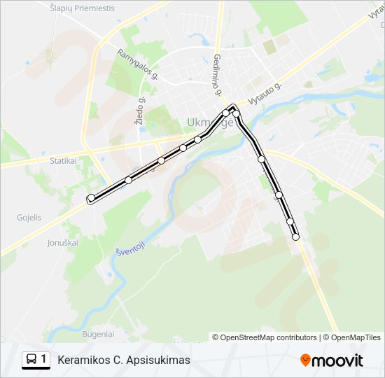 Автобус 1: карта маршрута