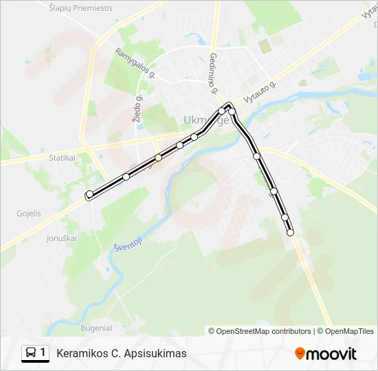 Автобус 1: карта маршрута