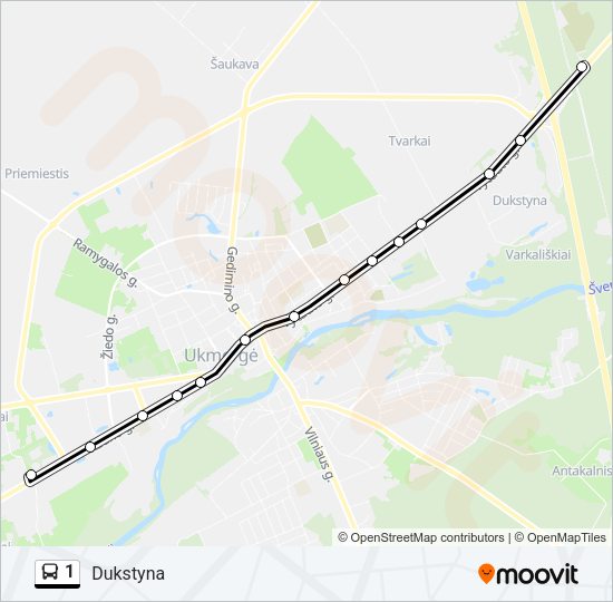 Автобус 1: карта маршрута