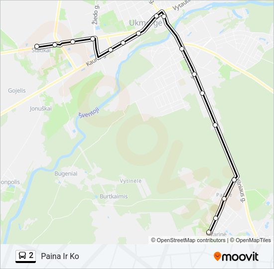 Автобус 2: карта маршрута