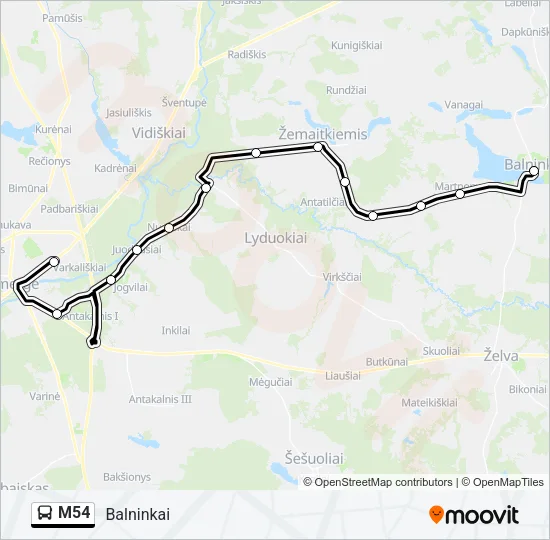 M54 Bus Line Map