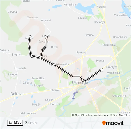 M55 Bus Line Map
