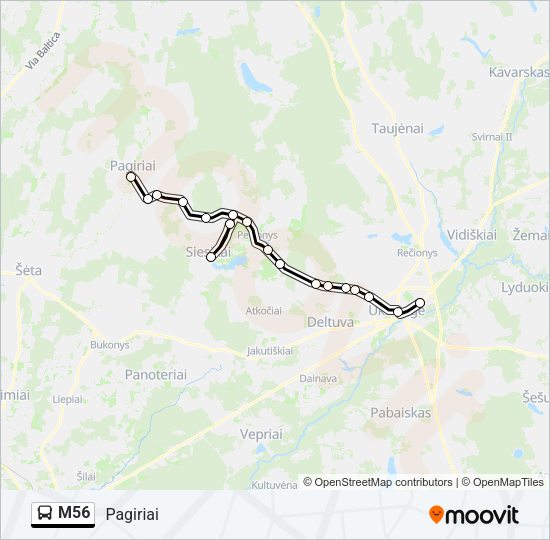 Автобус M56: карта маршрута