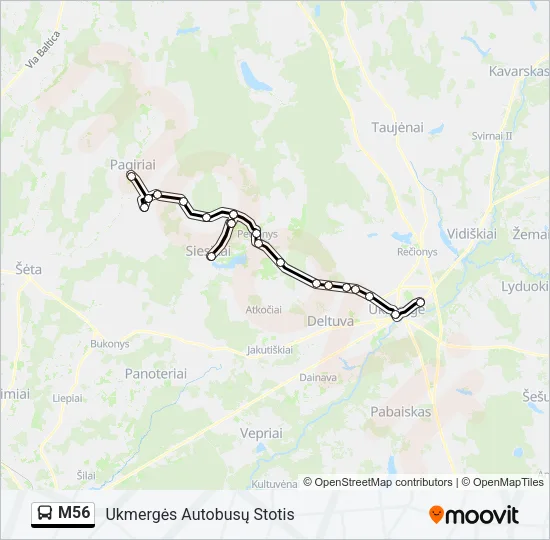 M56 Bus Line Map