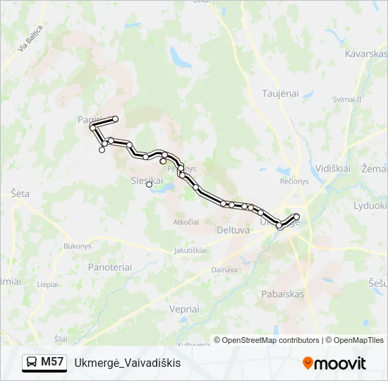 M57 Bus Line Map
