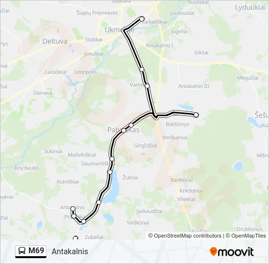 M69 Bus Line Map