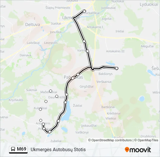 M69 Bus Line Map