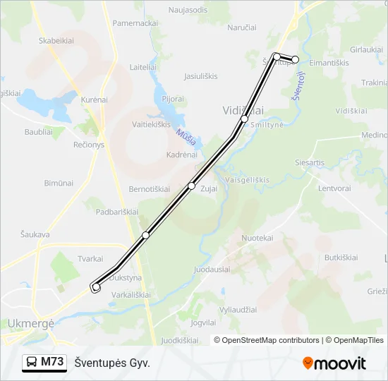 M73 Bus Line Map