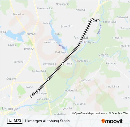 M73 Bus Line Map