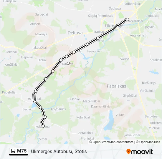 M75 Bus Line Map