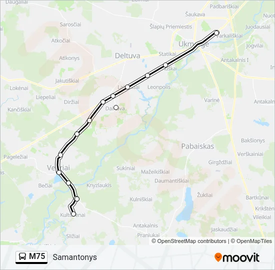 M75 Bus Line Map