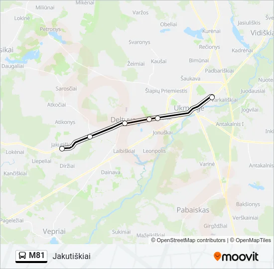 M81 Bus Line Map