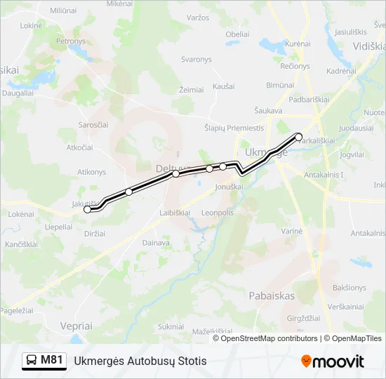 M81 Bus Line Map