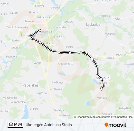 Автобус M84: карта маршрута