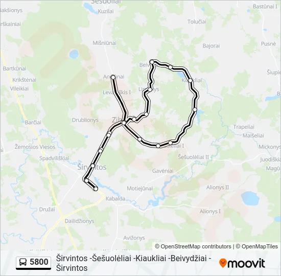 Автобус 5800: карта маршрута